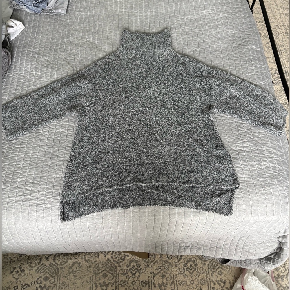Zara Heather Gray Cowl Neck 3/4 Sleeve Sweater